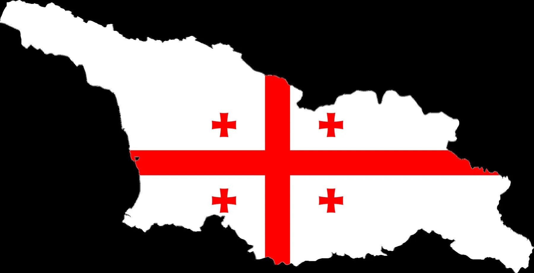 Map outline of Georgia filled with the national flag