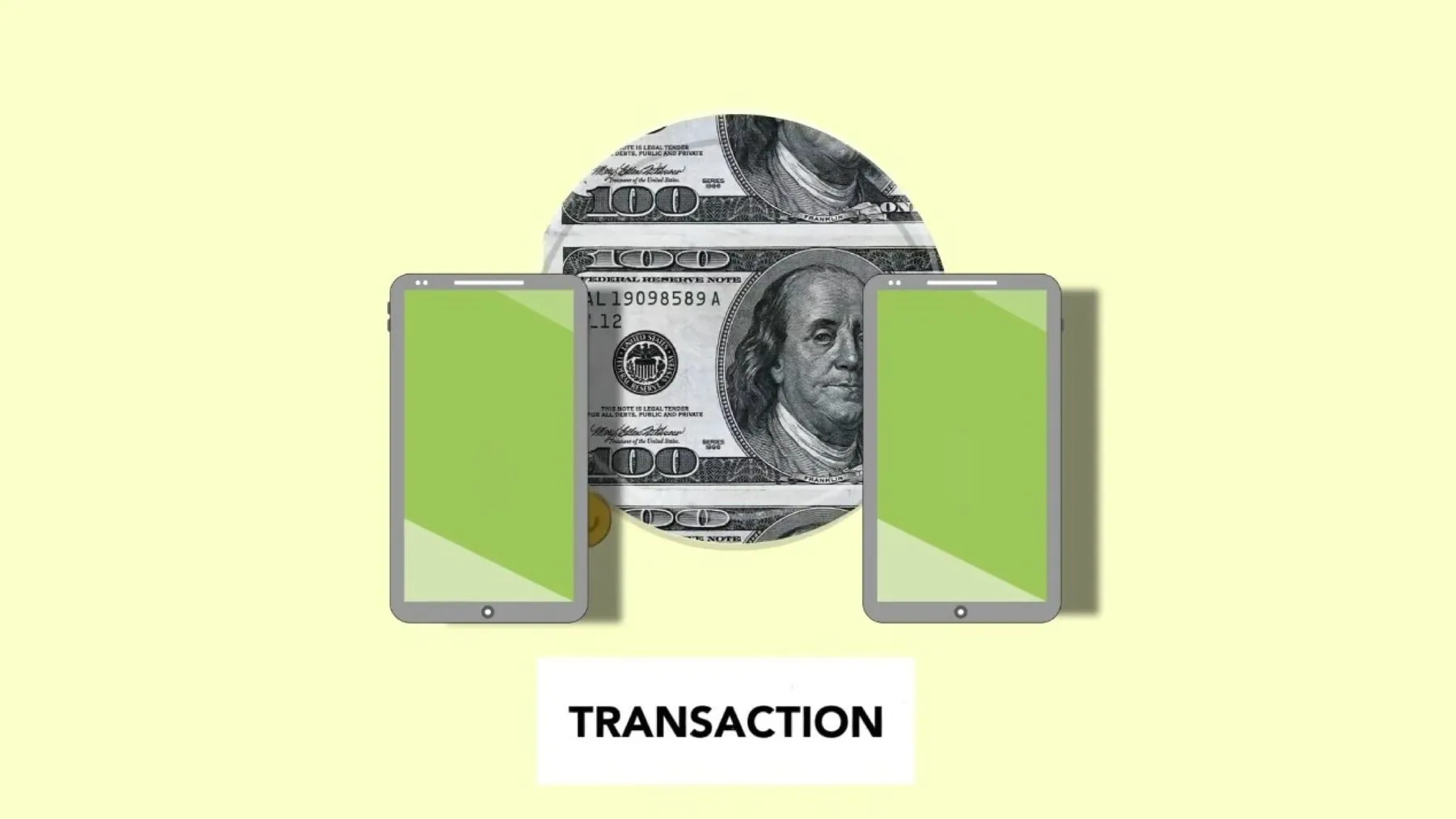 Two phones exchanging a payment, illustrating a lari P2P trade on Binance